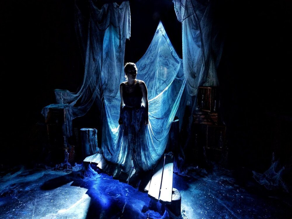  50 yards dyed with water texture. Second Skin designed by Anna Wooden 