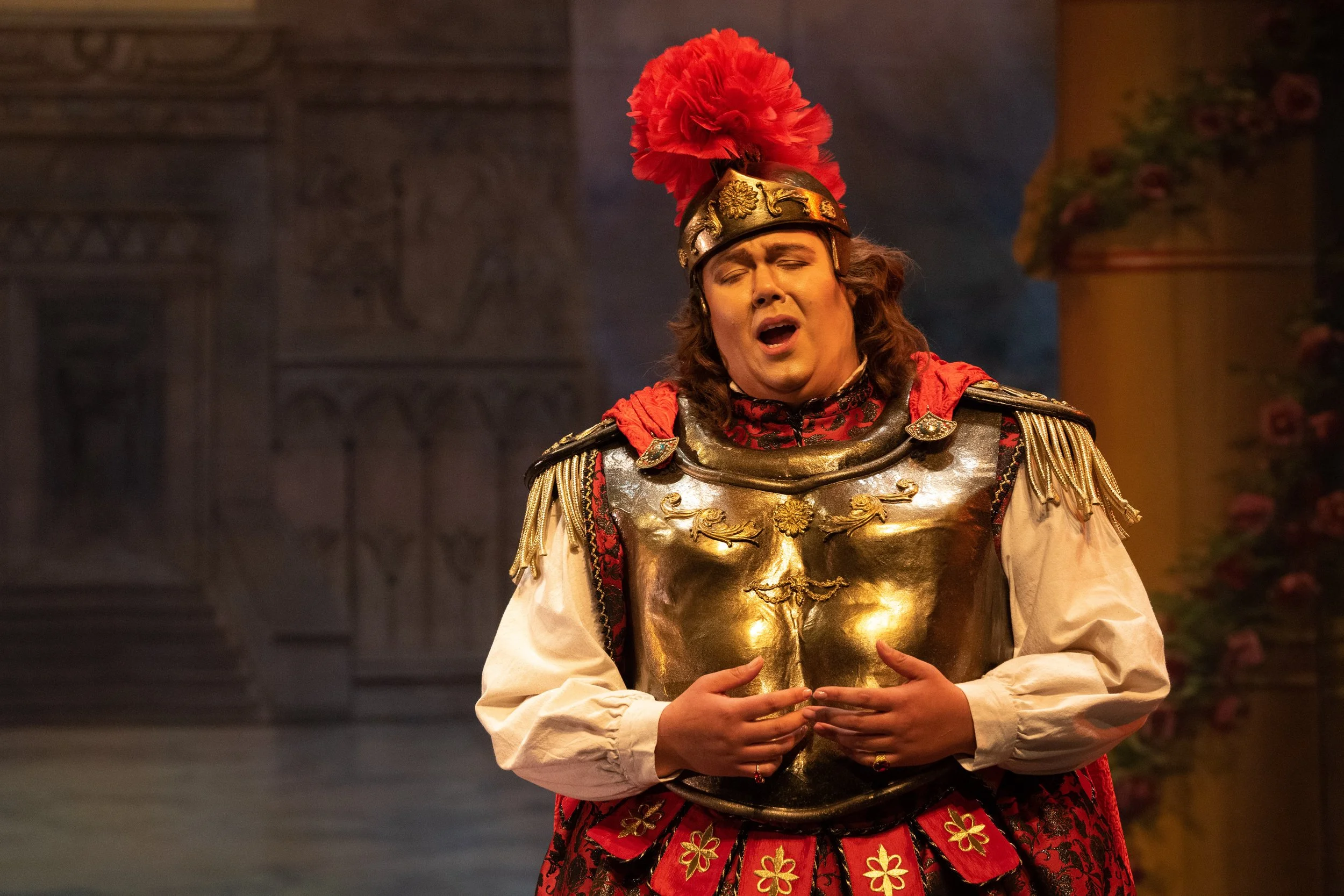  Helmet, Breastplate, and pauldrons created for Marc’Antonio e Cleopatra, designed by Stephanie Cluggish 