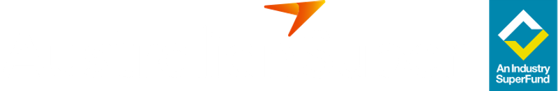 AustralianSuper logo with text and industry super fund icon on a black background.