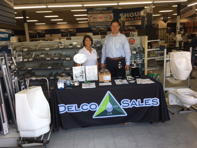 Pictured here are David David and Barbara Norman showcasing Sloan Valve fixtures, faucets and more utilizing the latest in technology out there!