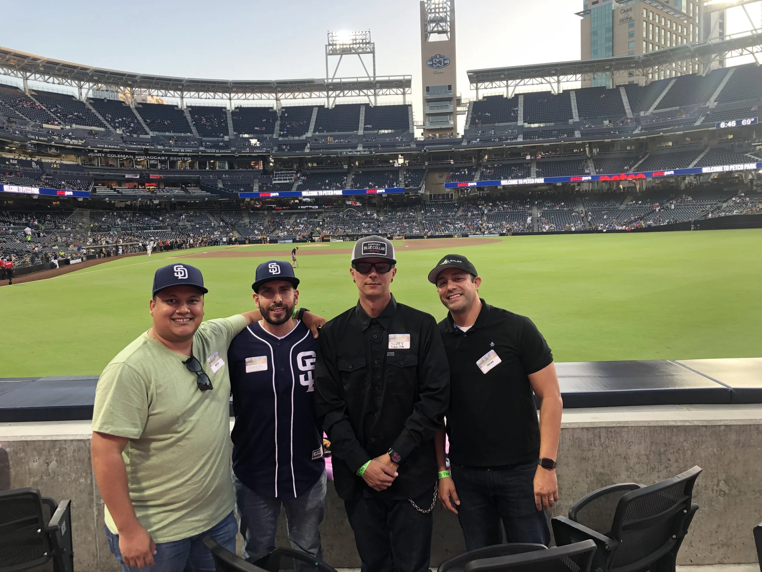 Team Delco Sales Boris Alvarado & Isaiah Ortiz enjoying the game with Hirsch Pipe personnel and contractors.