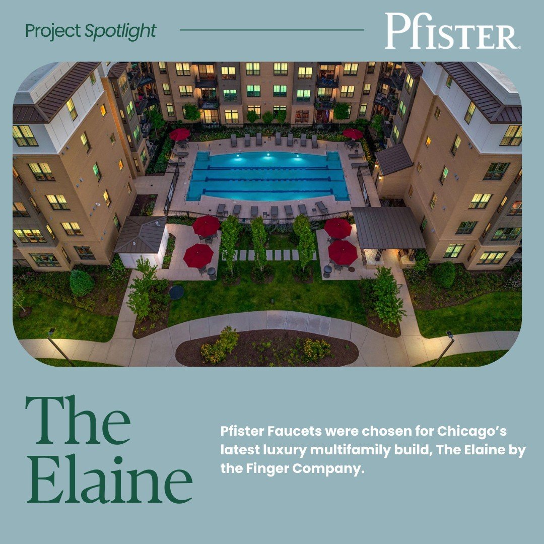 Design spotlight 💡 @Pfisterfaucets was chosen for Chicago's latest luxury multifamily building, The Elaine. 🌇 The modern decor and elegant architecture feature Pfister's Pfirst Series&trade; pull-down faucet in the kitchen and the Contempra&reg; co