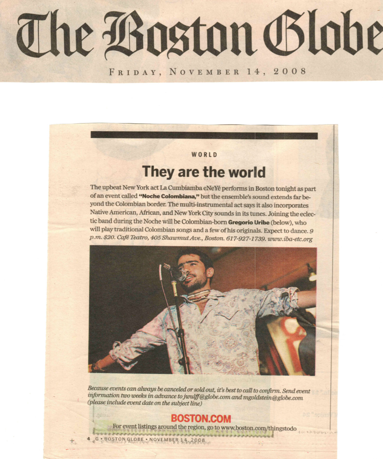 The Boston Globe - Colombian Night
