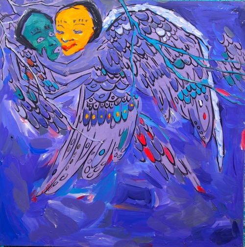 Untitled , acrylic on canvas painting by our artist Workneh Bezu