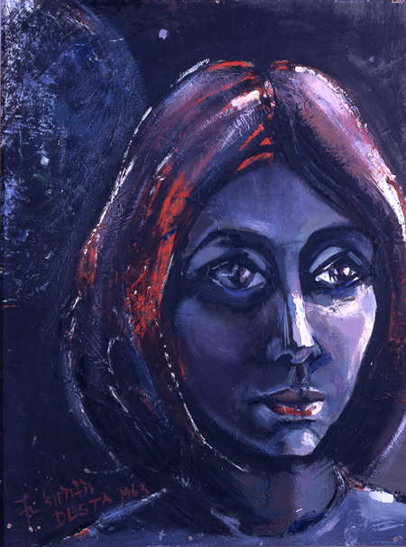 Remembering Marga , oil on hardboard, 65.5 by 50 cm, 1963