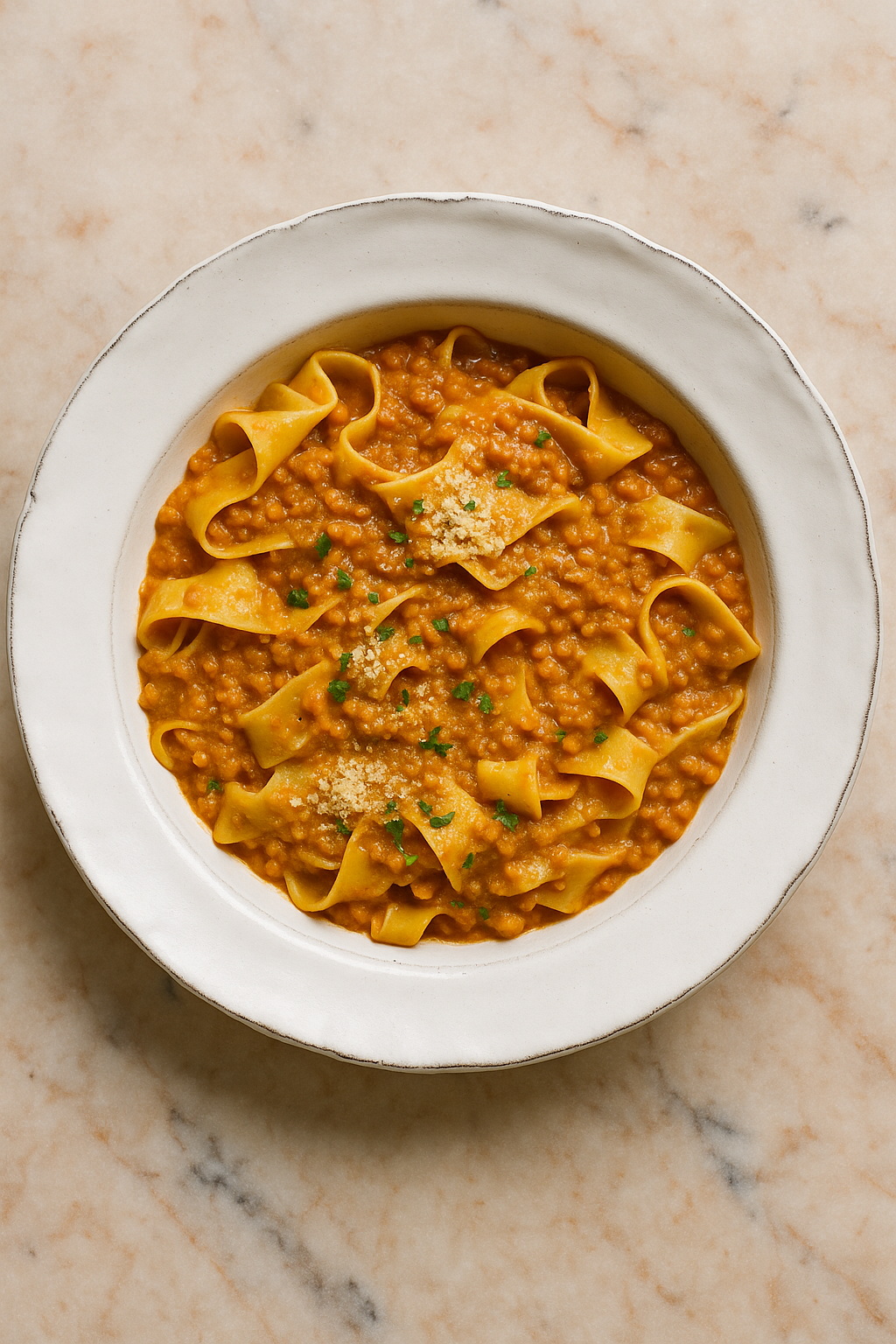Linse bolognese med henkogte hyben