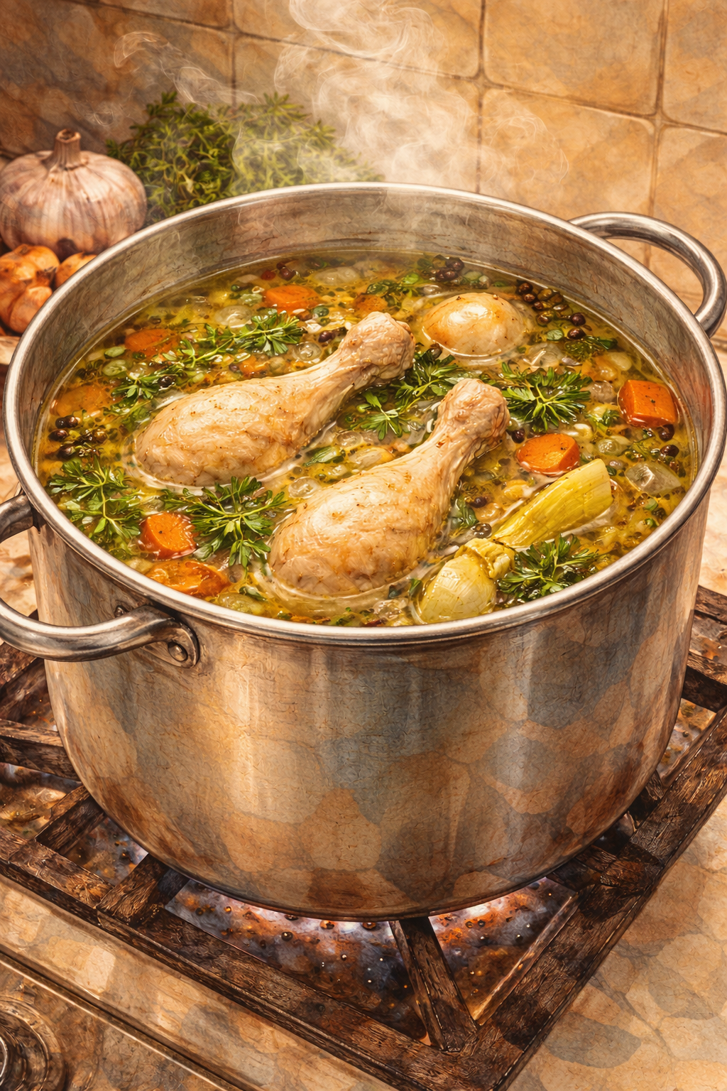 bone broth på hønsefødder