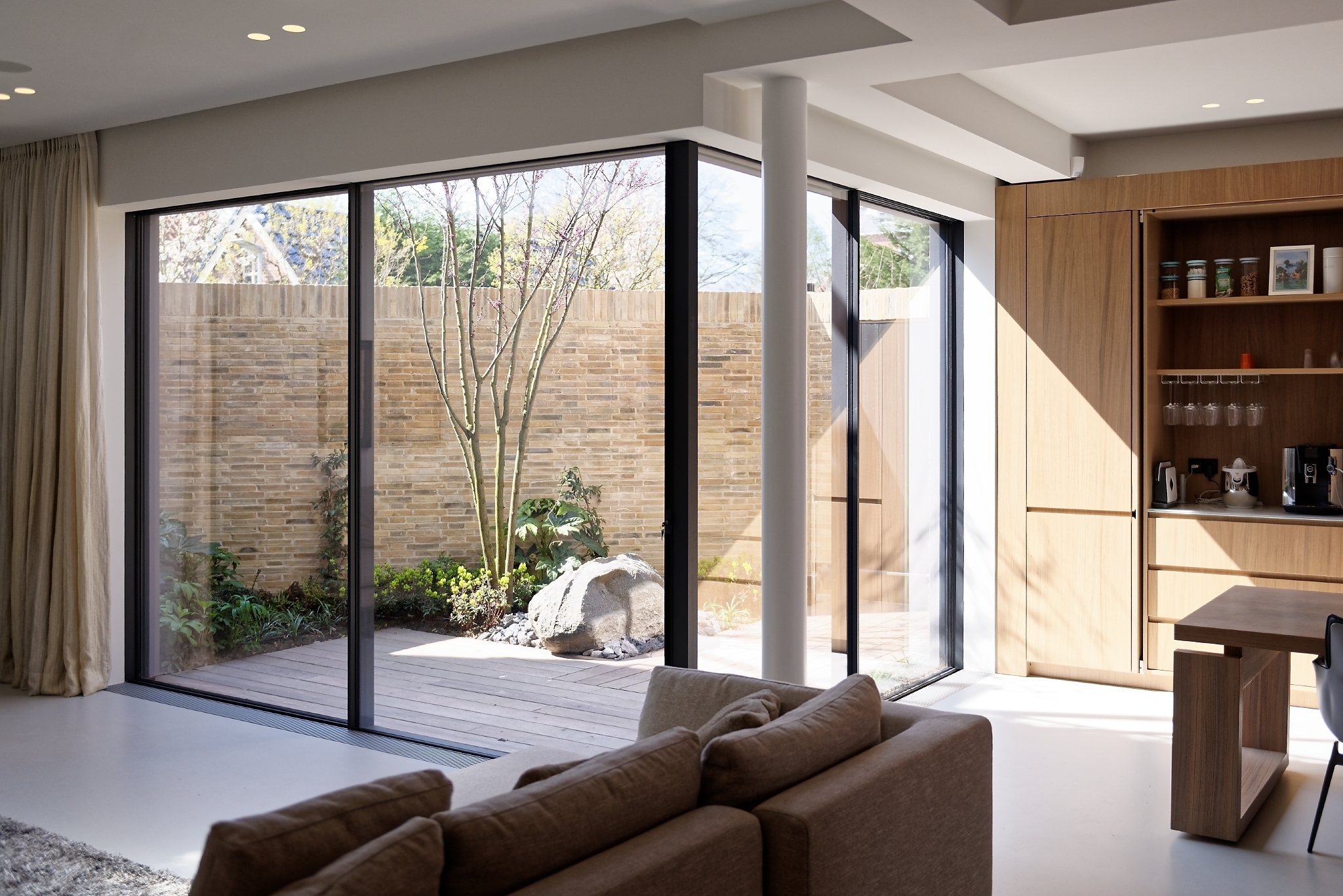 The view of the atrium garden from the living room