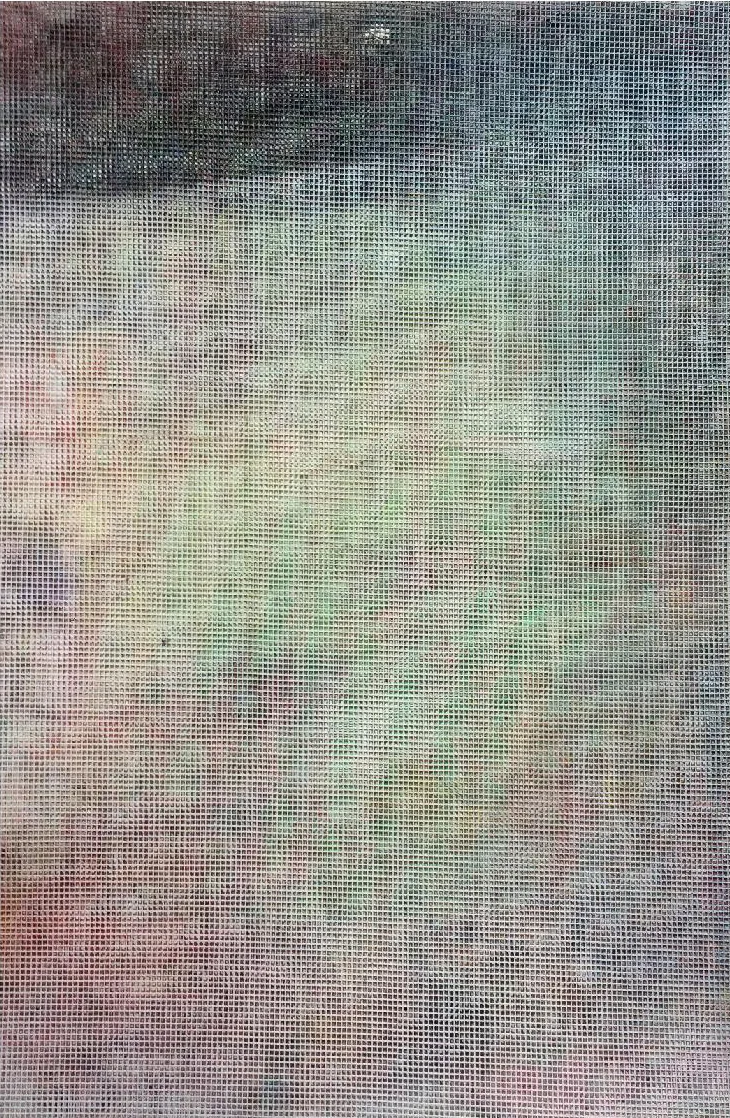 Untitled , 2015 Spray paint on cloth, oil pastel and spray paint on paper 40 x 26 cm