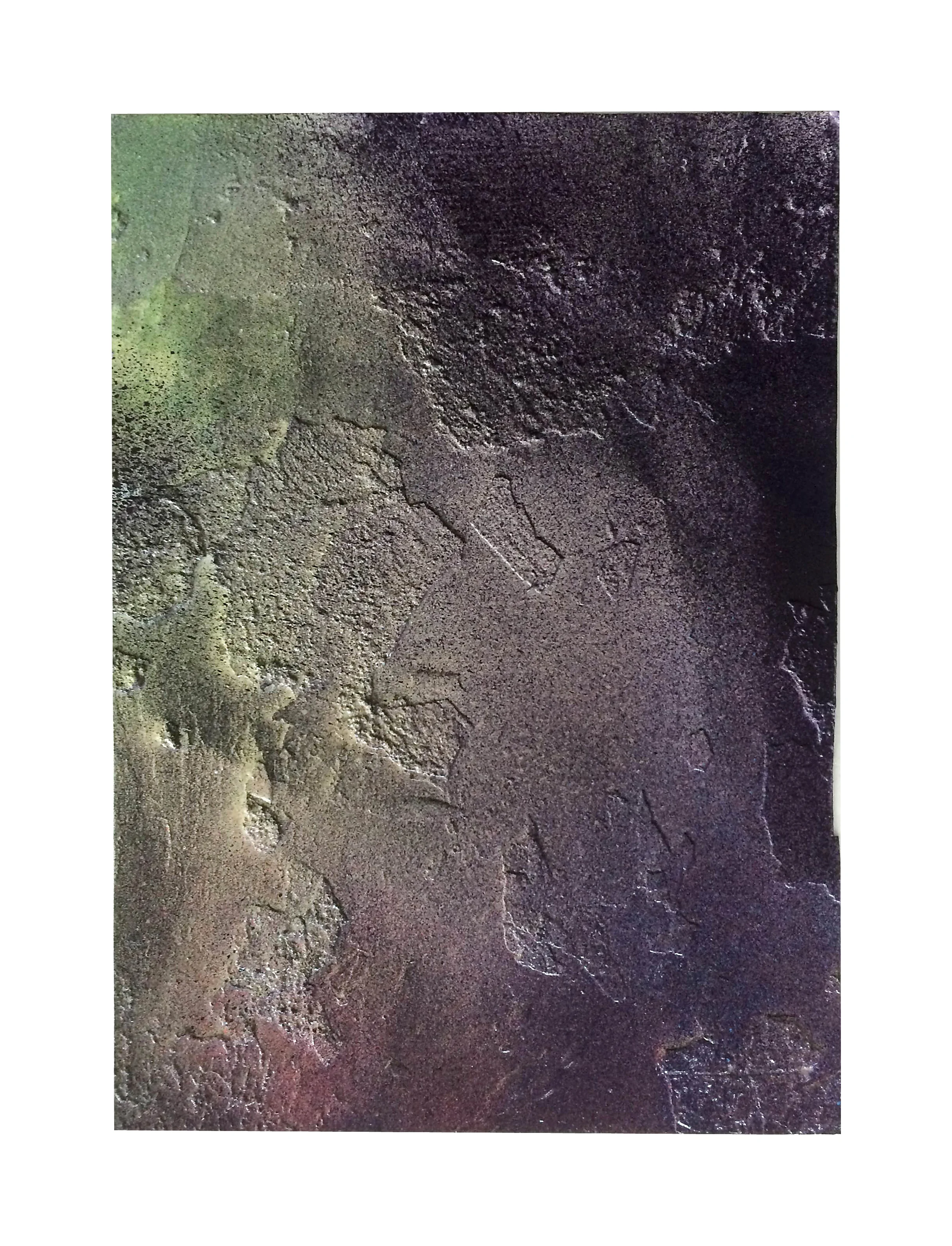 Untitled ( burnt 7), 2016 Oil pastell, spray paint, paraffin wax and resin on paper 30 x 21 cm