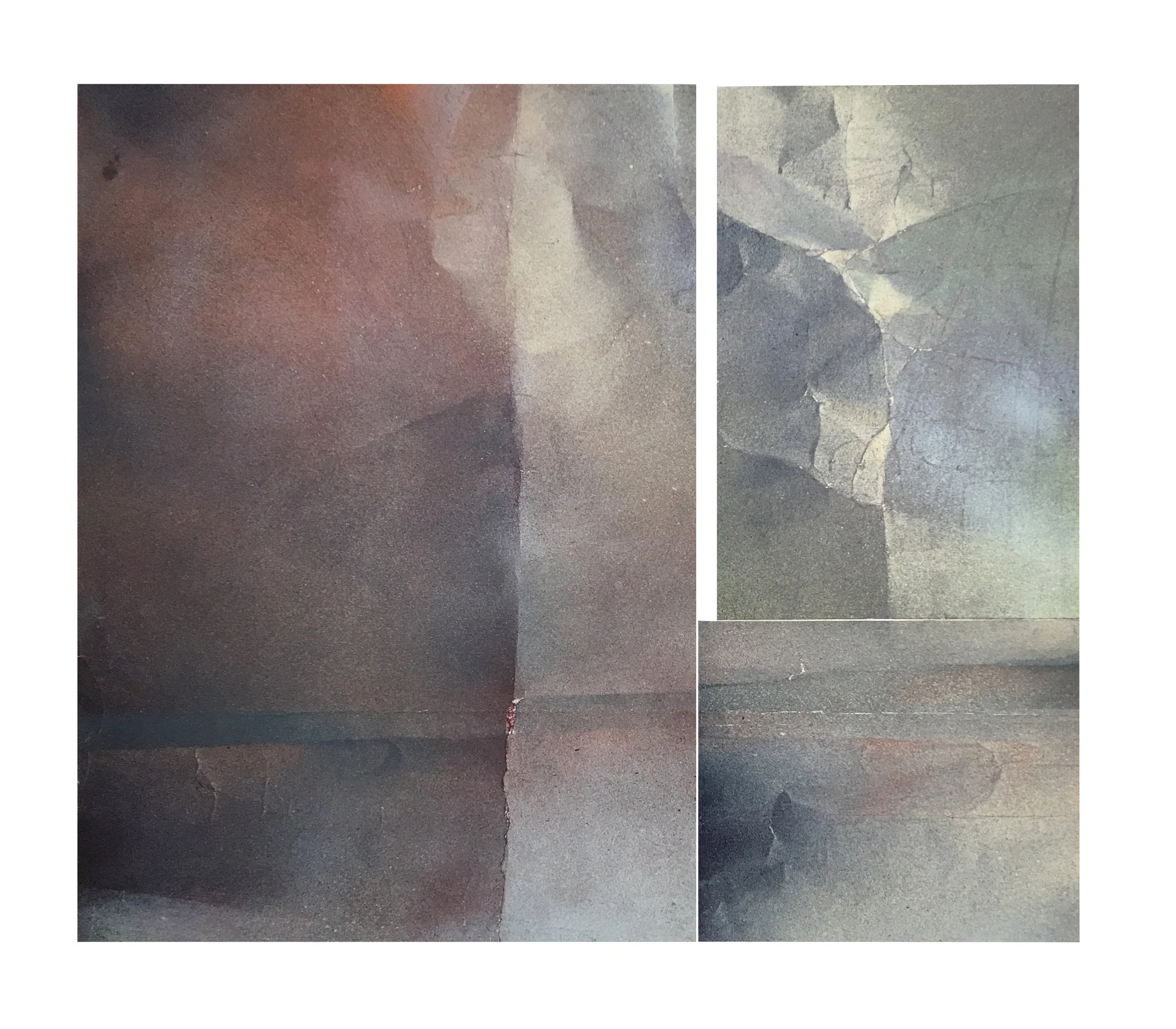 Untitled, 2016 Spray paint and colage on paper and cardboard 59 x 50 cm