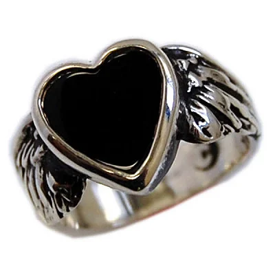Onyx Flying Heart Ring