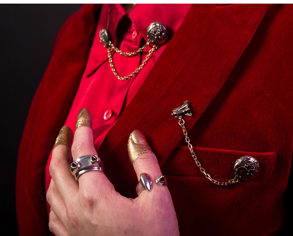 Eternal Orbit Lapel Chain Binary Pulse Ring Space Station Ring