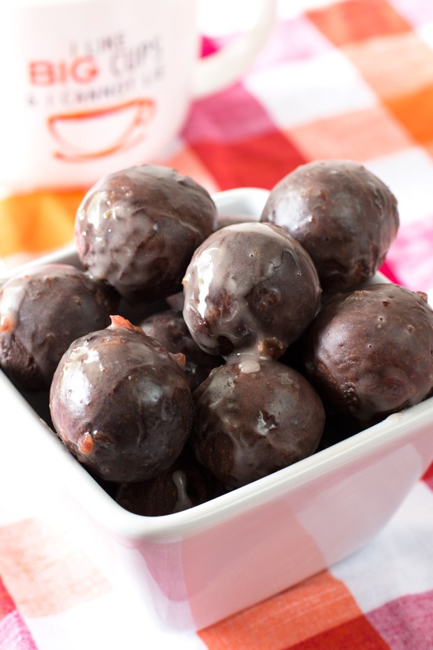 Cherry Glazed Chocolate Donut Holes