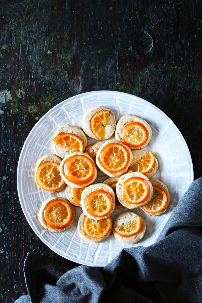 FIVE-SPICE SHORTBREAD COOKIES WITH CANDIED CLEMENTINES