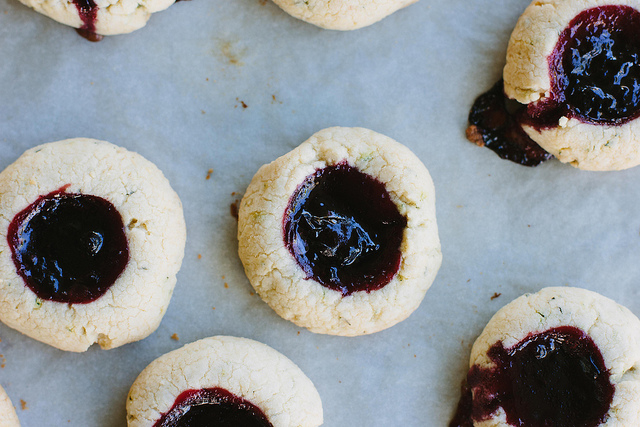 thyme + black cherry jam drop cookies