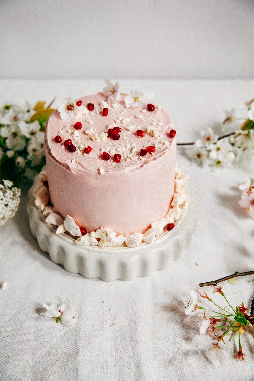 Pomegranate Citrus Meringue Cake