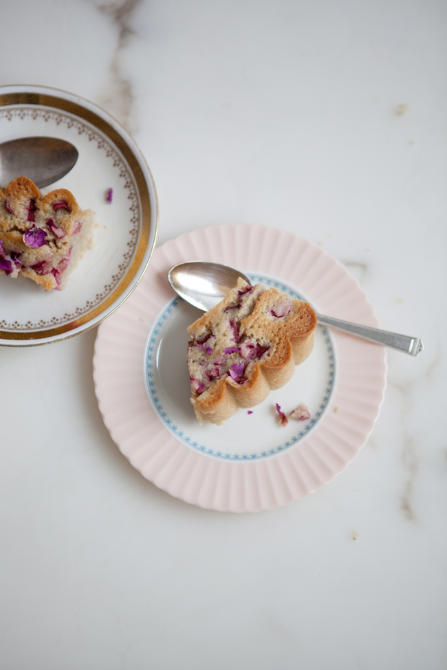 a rhubarb and rose cake