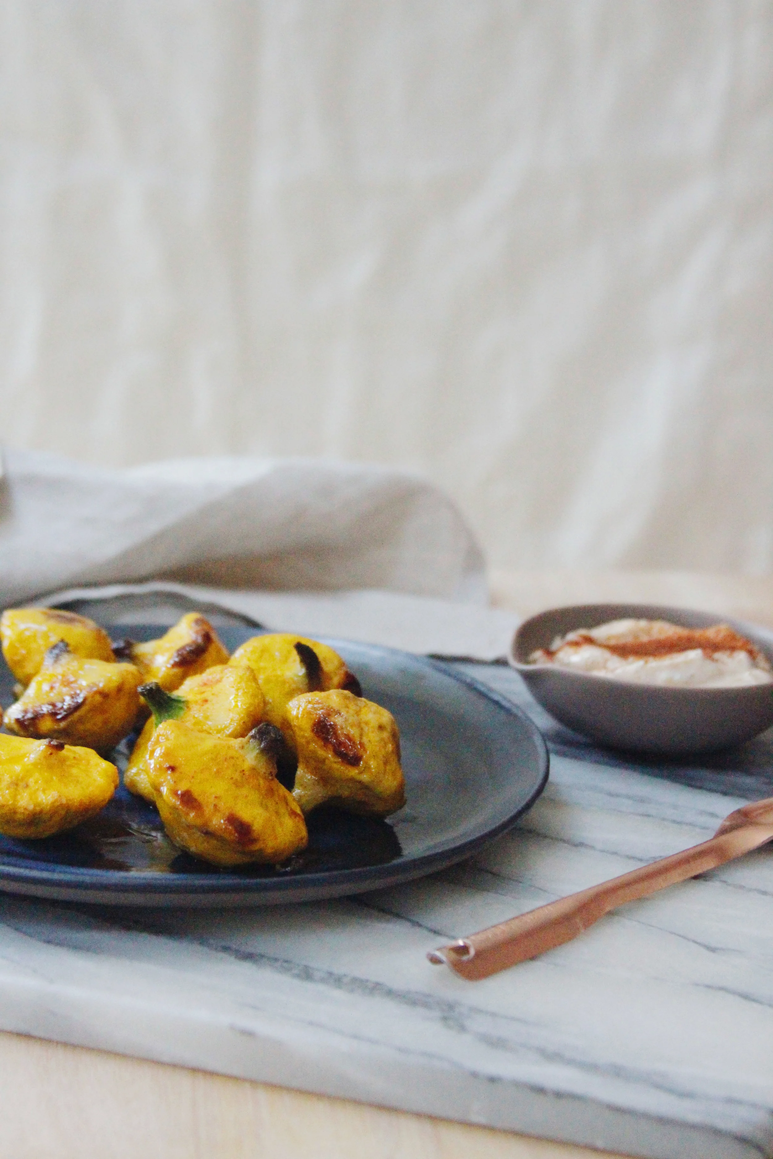 roasted squash with chili yogurt