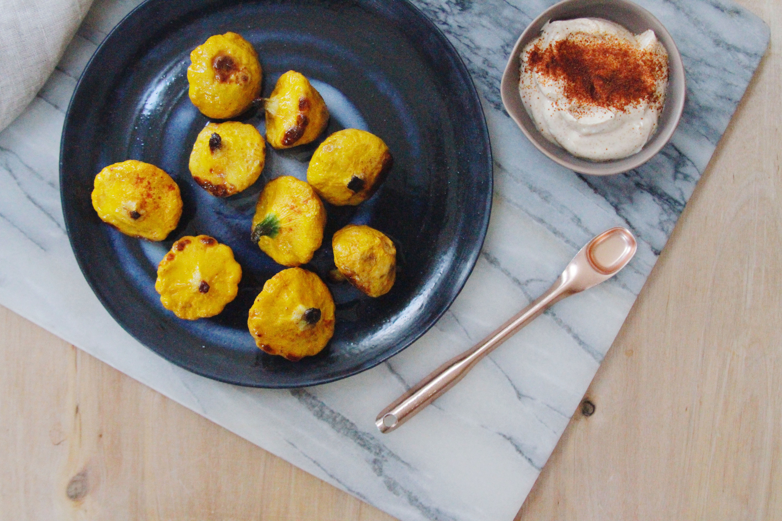 roasted squash with chili yogurt