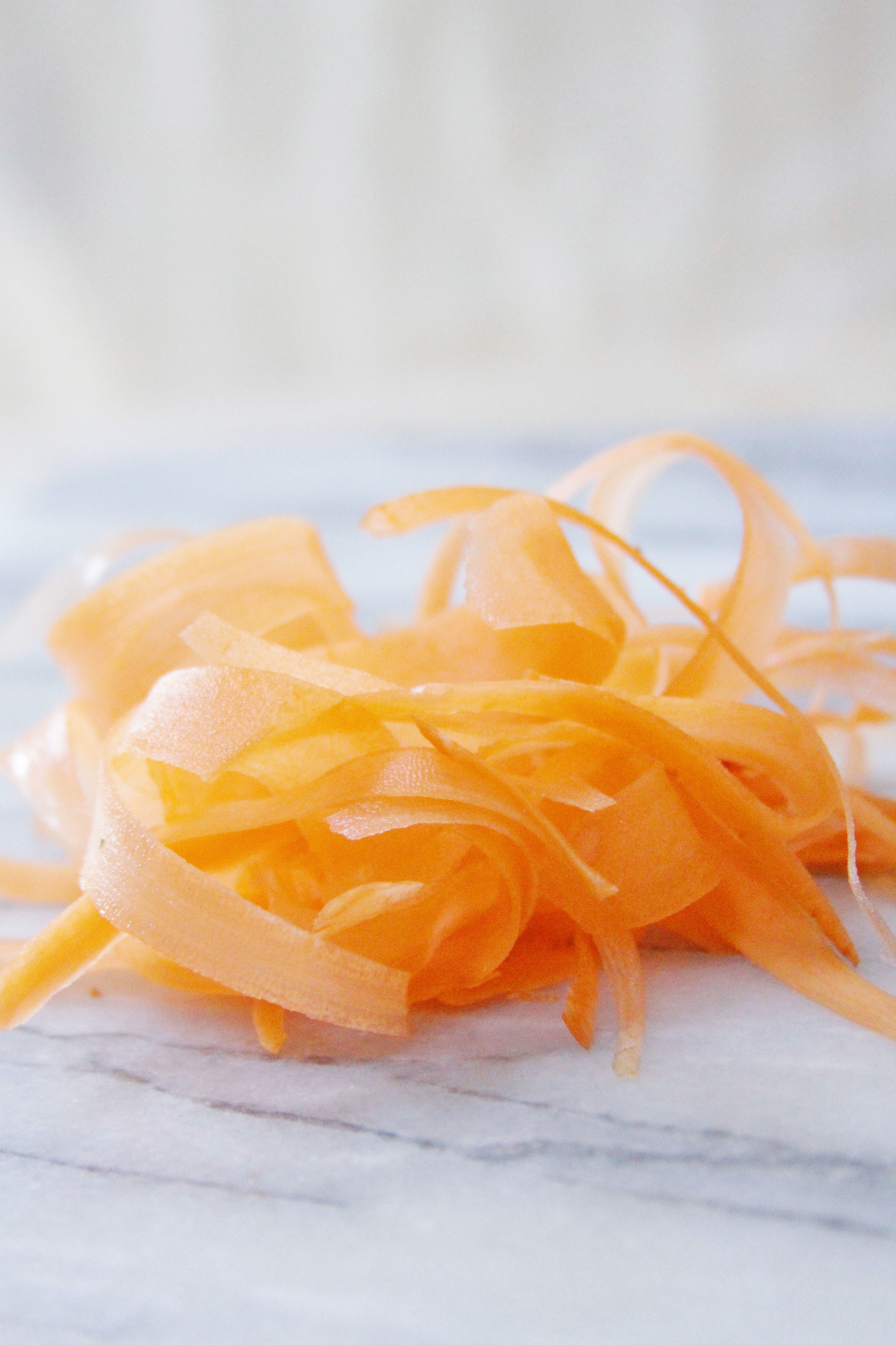 shaved carrots with avocado pesto