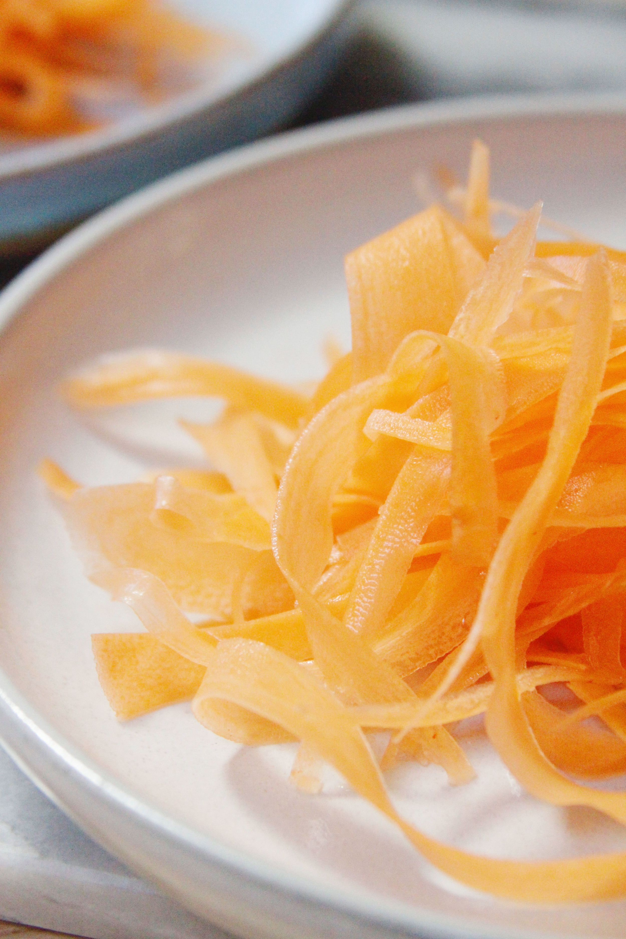 shaved carrots with avocado pesto