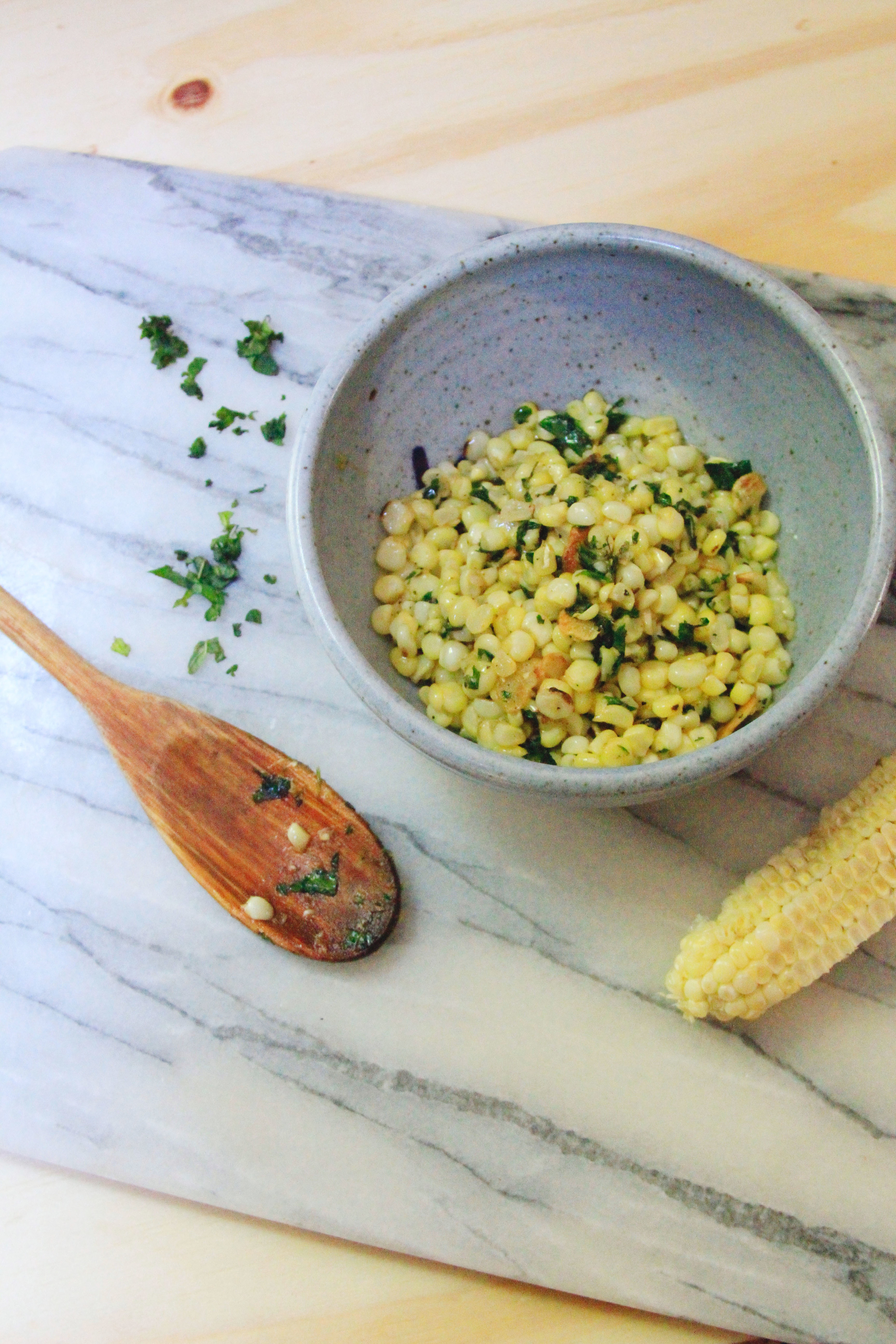 mint and buttered corn
