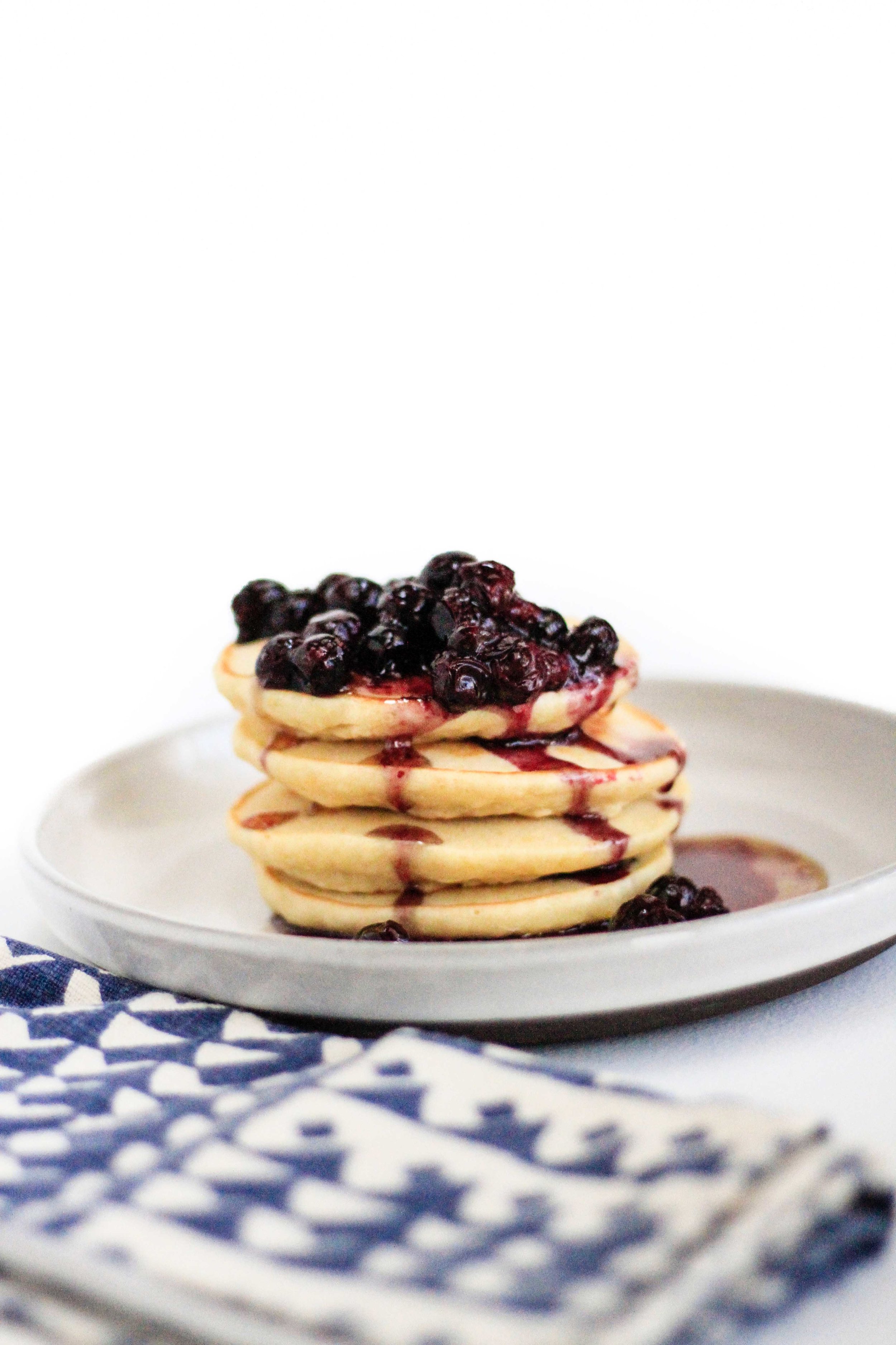 Roasted blueberry pancakes