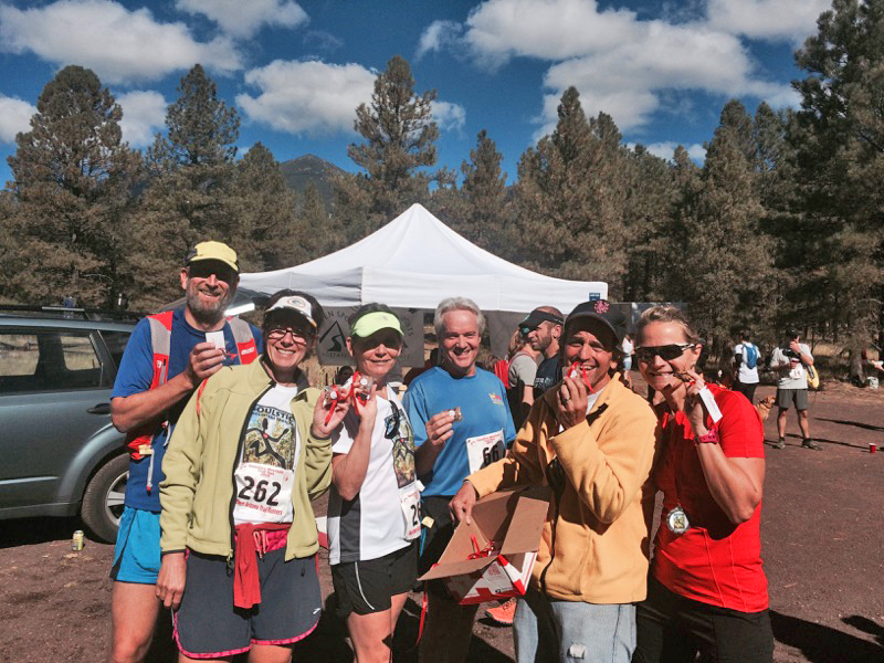 Look at these happy souls! They've just finished the 2015 Soulstice Mountain Jackie Weintraub Memorial Trail Run in Flagstaff Arizona and they're eating Nuts & Glory granola bars at the post race party!!