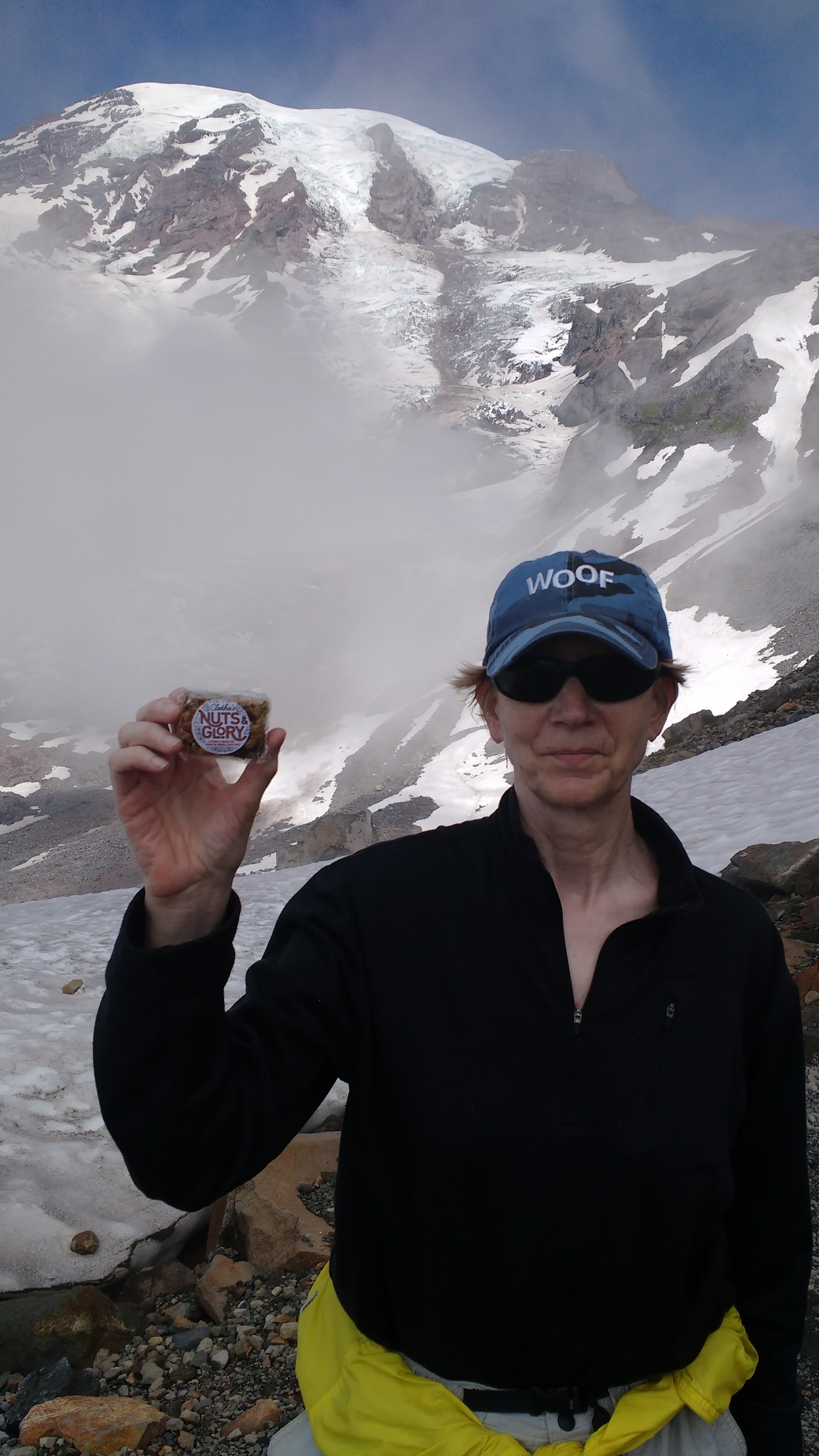 Amy, an amazing cyclist, 9-time cancer survivor, and a veterinarian from Connecticut (hence the "Woof" hat), shared this photo from a hike on the Skyline Trail in Mount Rainier National Park.