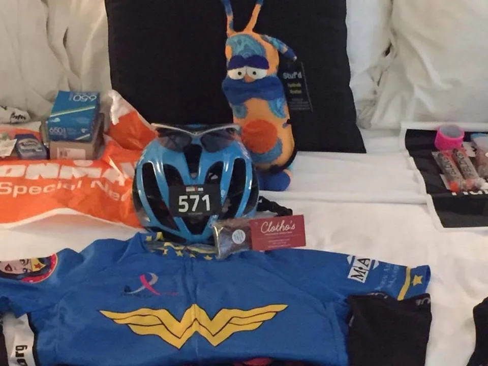 Alexandra, another incredibly strong and amazingly resilient athlete from Houston, Texas, sent this photo from her Ironman Canada pre-race preparations. I'm honored that she chooses to fuel her body for a full distance Ironman race with Nuts and Bolts. Check out the Wonder Woman jersey...that's Alex, a true life wonder woman!