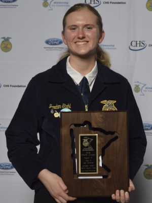 Star in Agriscience Jordan Stahl Martin County West FFA Sponsor: Compeer Financial Services