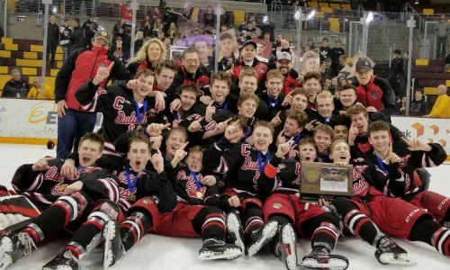 #5 Duluth East | Section 7AA Champion Roster | Schedule / Results | Website | Media Guide Team Twitter | School Twitter | Students Twitter | Team FB | School FB Duluth News Tribune Story | WDIO Video Quarterfinal result: L, 1-3 vs. St. Thomas Academy Consolation Semifinal result: W, 3-2 vs. Moorhead