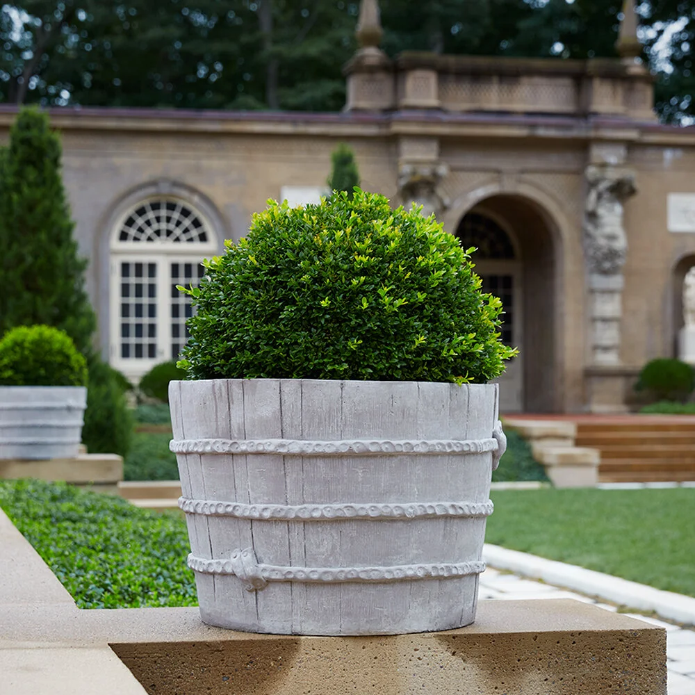 Image of White barrel planter