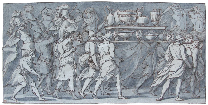 Francesco Baratta (Genes 1805 - Genes 1870), Triumphal Procession of Lucius Aemilius Pallus.