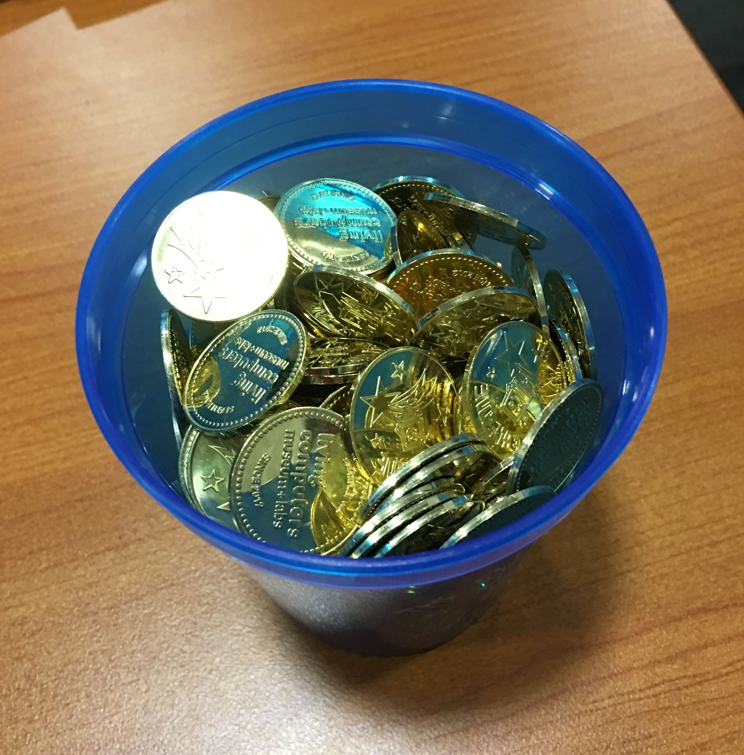 Arcade Tokens with Cup
