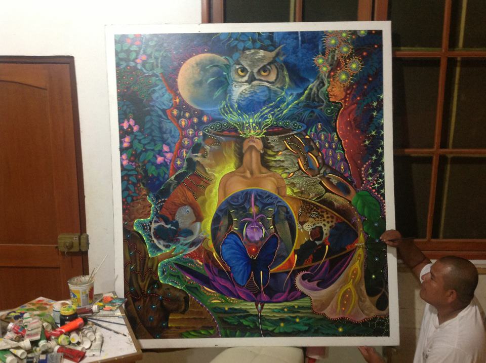 Alfredo Zagaceta of the Peruvian Amazon in his studio