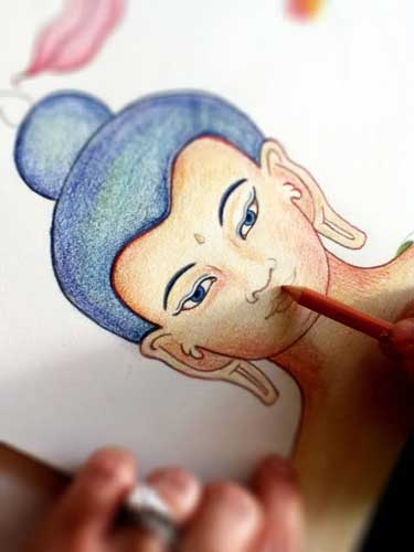 DRAWING FACE OF BUDDHA