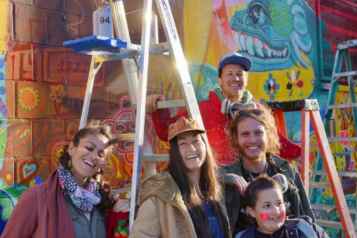 Shola Klein-Block of Sacred Arts Research Foundation, Visual Artist Maggie Lochtenburg and Artoltution Founders Max Frieder, and Joel Bergner