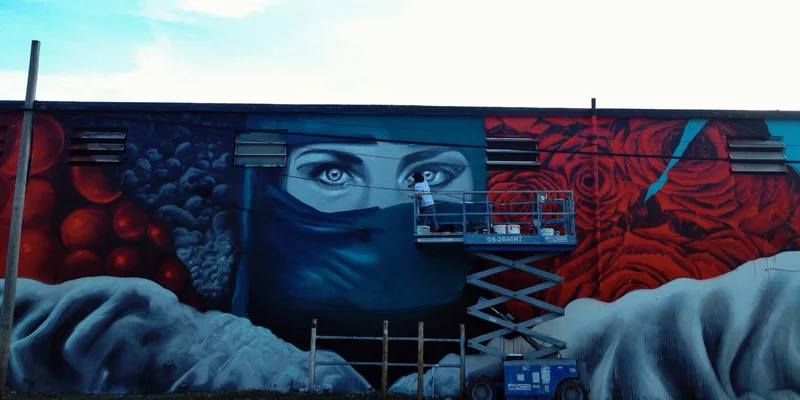 Chritopher Maslow completes Lady Justice Mural Basel 2014