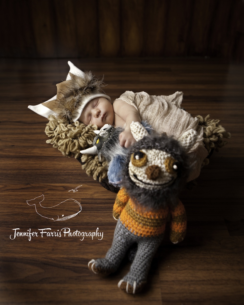  Where the Wild Things Are Themed Newborn Photo Session with Bernard and a crocheted Moishe | Jennifer Farris Photography | as seen on GiggleHearts.com 
