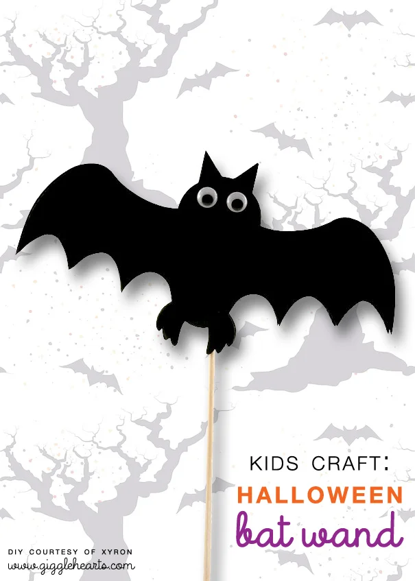 Halloween Bat Wand DIY : a fun kids craft for the holiday | from Xyron as seen on www.gigglehearts.com