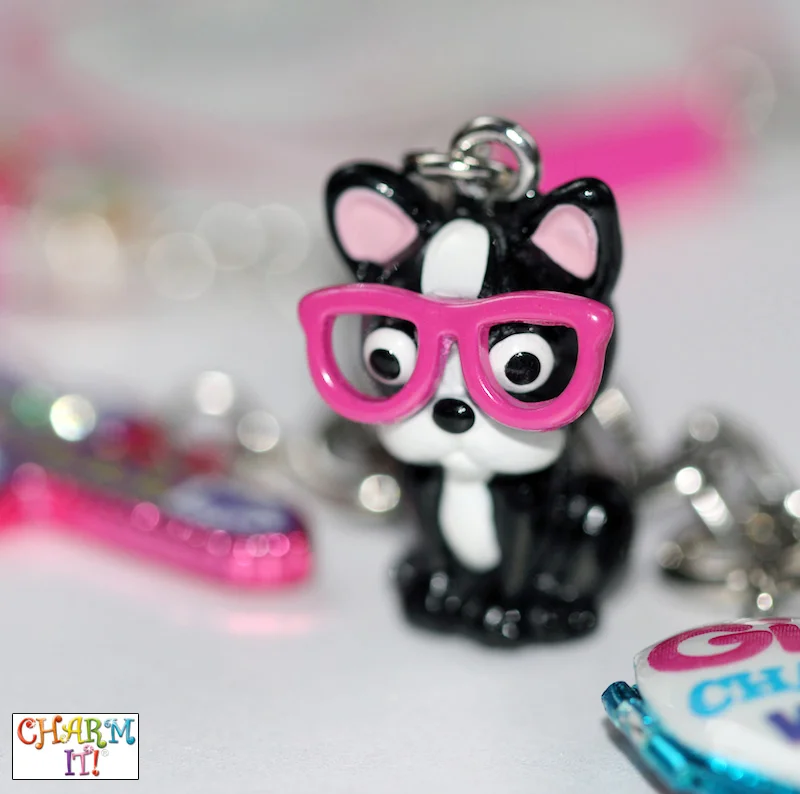 Adorable Dog in Stylish Pink Glasses Jewelry Charm / as seen on www.GiggleHearts.com