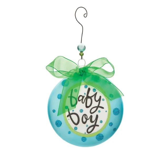 Baby Boy Glass Ornament / as seen on www.gigglehearts.com