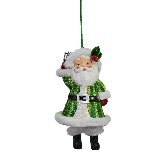 Green Santa Claus with Dangling Legs Ornament / as seen on www.gigglehearts.com