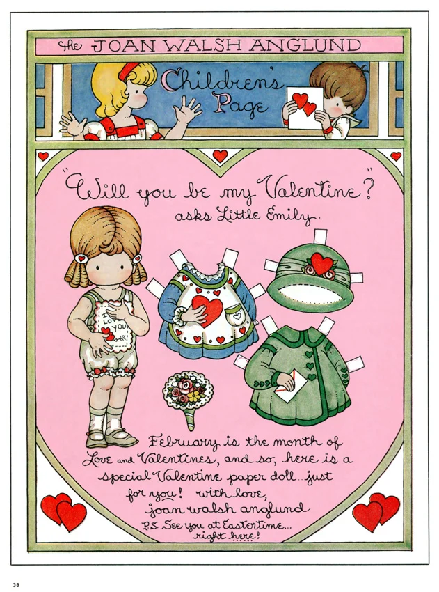 Joan Walsh Anglund Valentine Paper Doll from Good Housekeeping circa 1978 / as seen on www.GiggleHearts.com