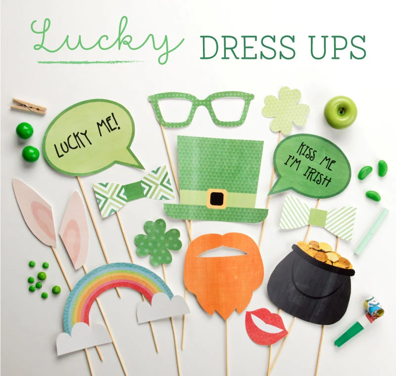 Lucky Dress Ups - Printable Photo Props for St. Patrick's Day from Tiny Me / as seen on www.GiggleHearts.com
