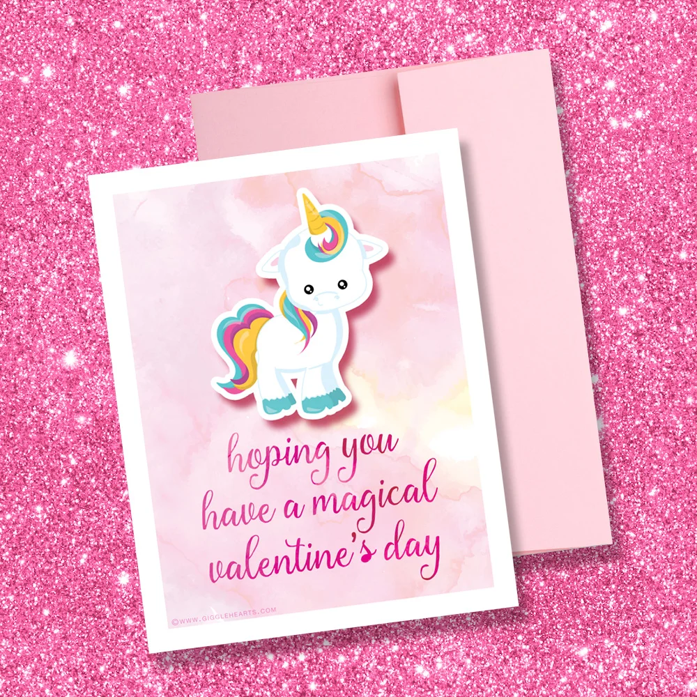 free printable unicorn valentine's day card
