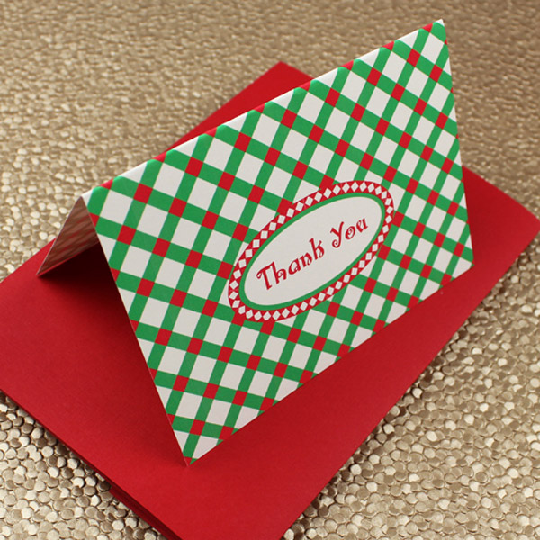 Click to Download your Free Christmas Plaid Thank You Card Template