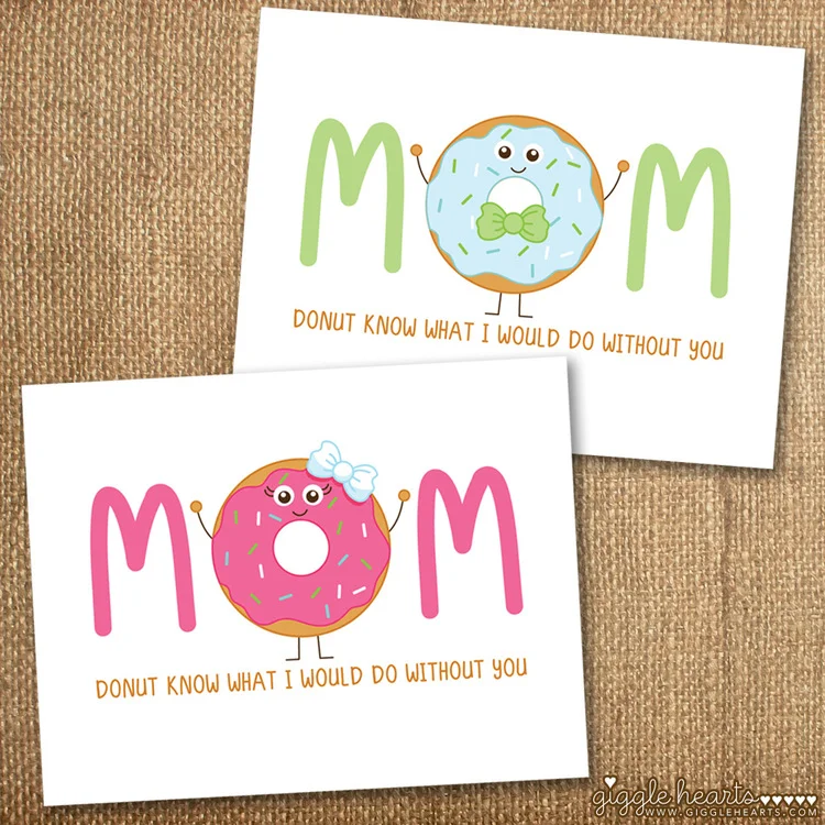 Free Printable Donut Themed Mother's Day Cards